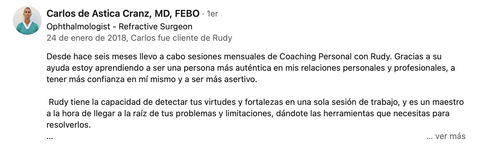 recomendacion de rudy bormans linkedin